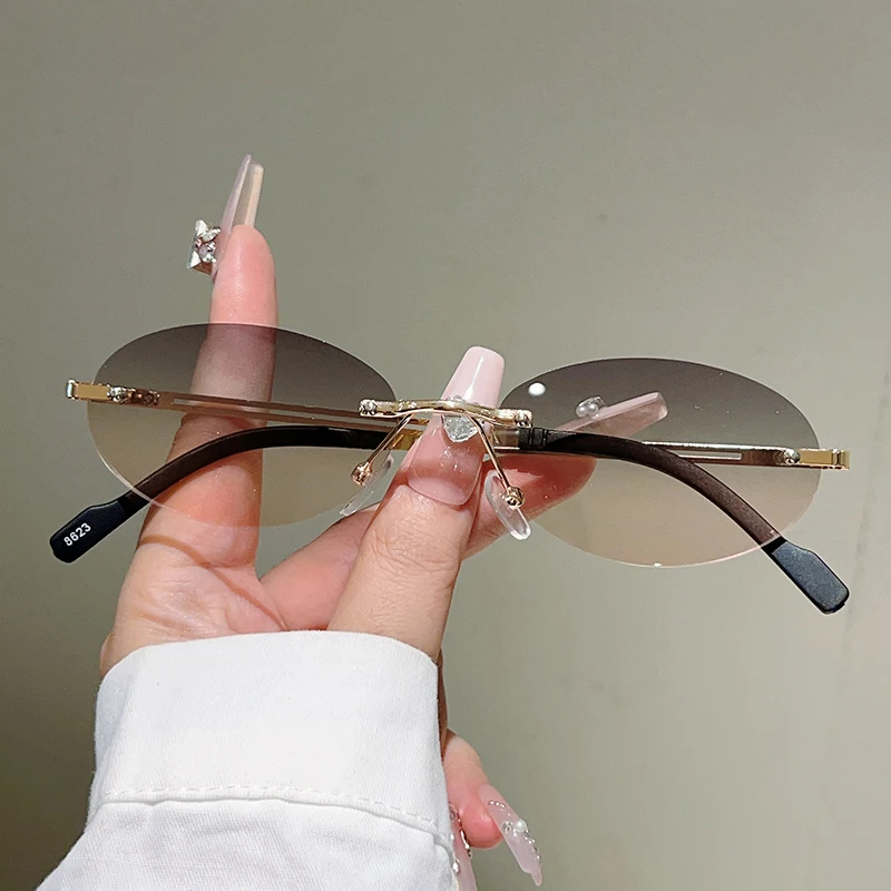 Designer Sunglasses - Безободковые овальные солнцезащитные очки для женщин,