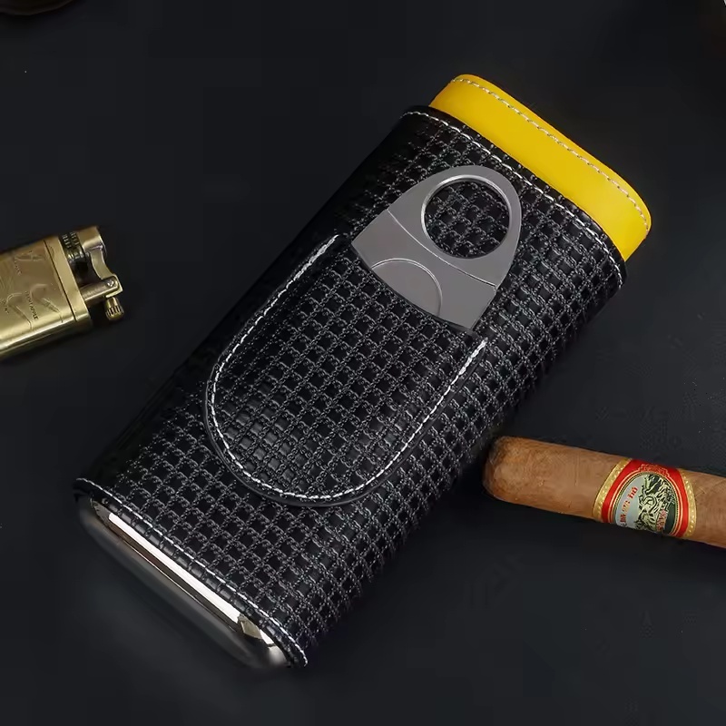 Premium Cigar Case - Портативный кожаный хьюмидор для сигар с