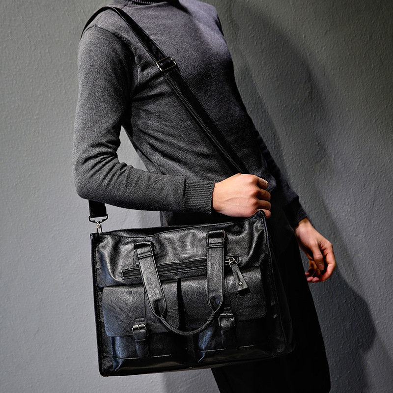 Leather Briefcase - Мужская сумка-портфель из искусственной кожи, винтажная