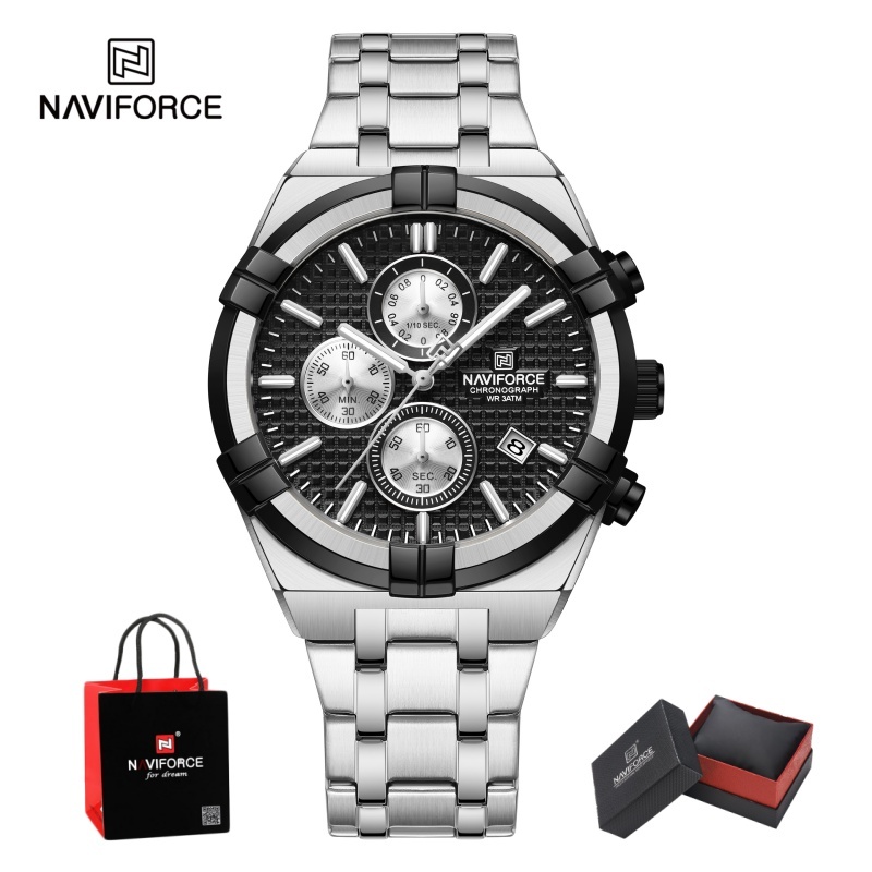 Luxury Watch Men - Мужские кварцевые часы NAVIFORCE с хронографом,