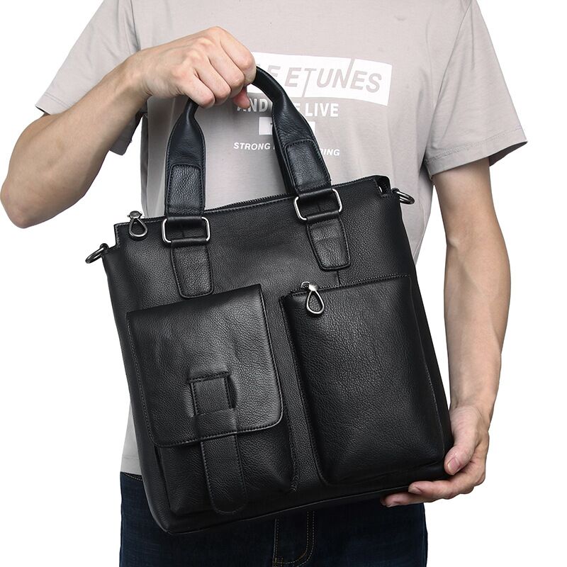 Leather Briefcase - Портфель мужской вертикальный из натуральной кожи,