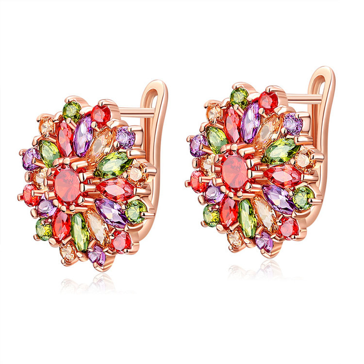 Gold Plated Jewelry - Серьги с натуральными кристаллами и цветами,
