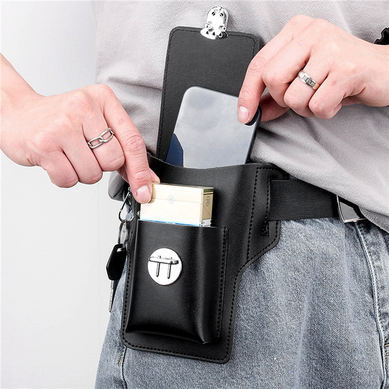 Leather Wallet Men - Мужской поясной чехол-кобура для телефона из