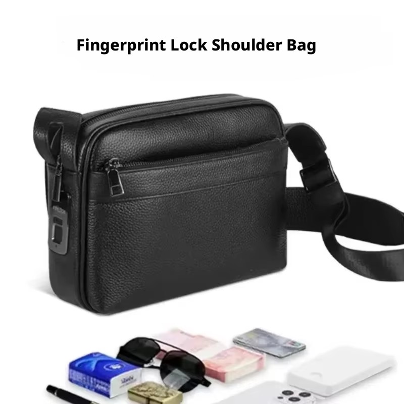 Leather Wallet Men - Мужские сумки с замком-сканером отпечатков пальцев,