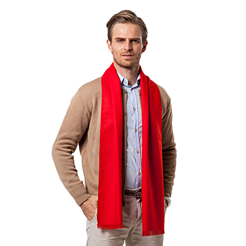 Cashmere Scarf - Модный зимний однотонный мужской красный шарф,