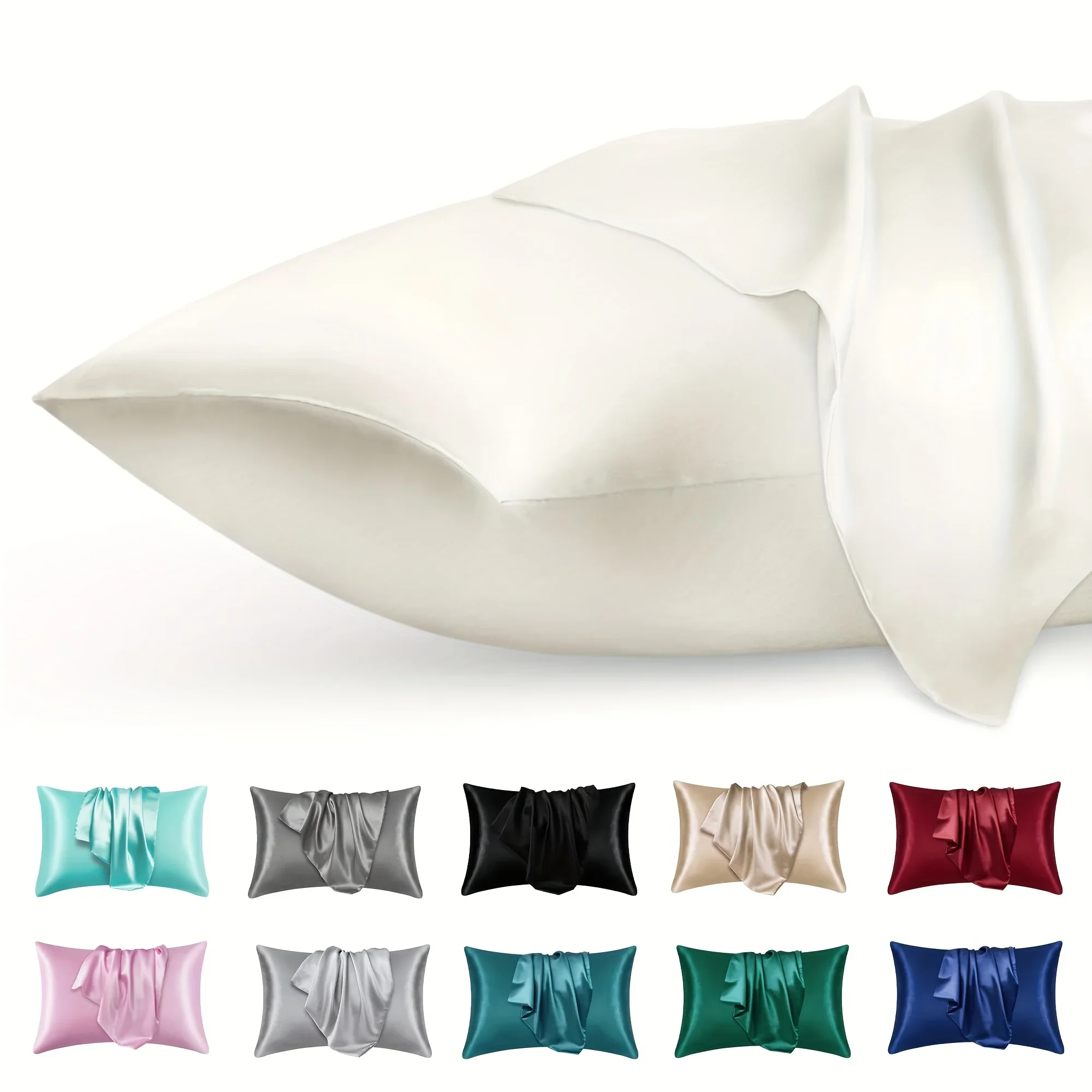 Silk Pillowcase - 2 шт. роскошная атласная наволочка-конверт, сплошной