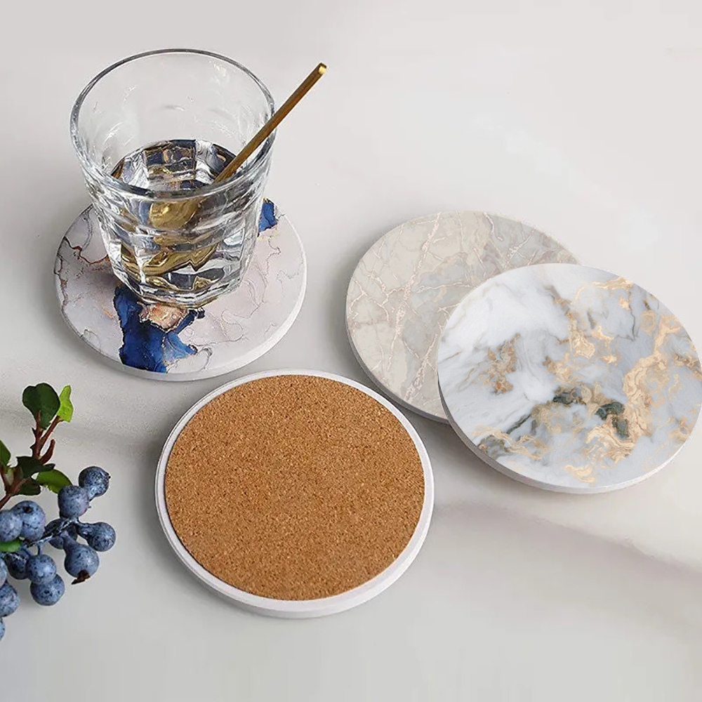 Marble Coaster Set - Белые мраморные подставки, впитывающие керамические подставки