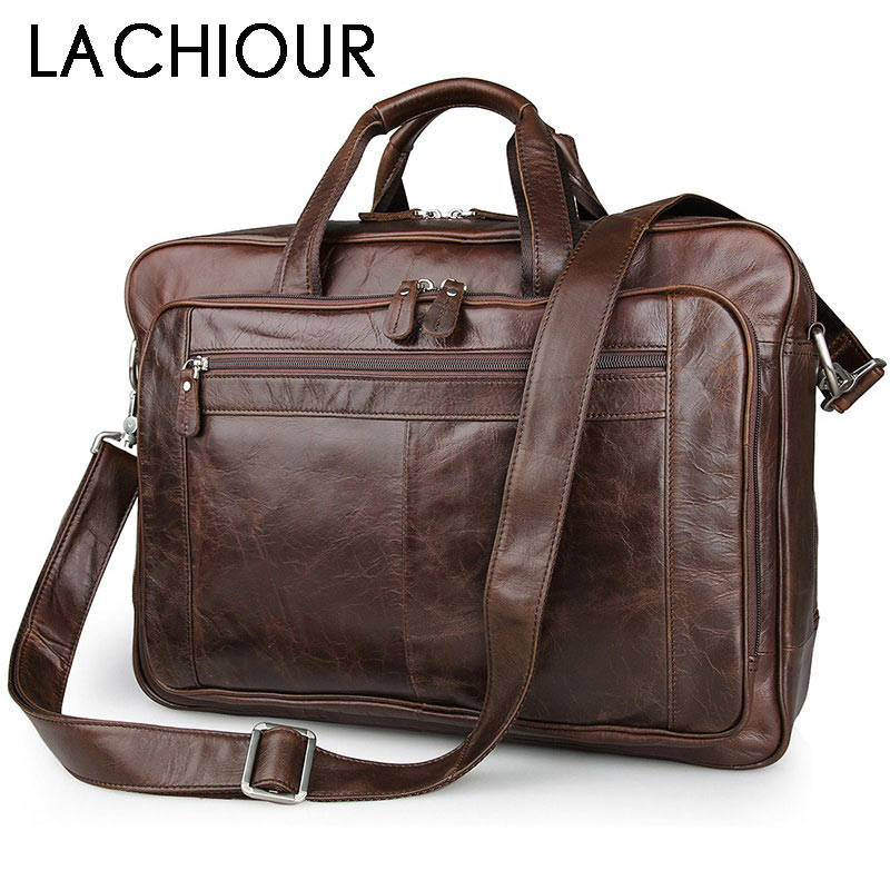 Leather Briefcase - Мужская сумка из натуральной кожи LACHIOUR,